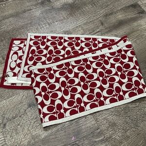Coach Red and White Patterned Scarf